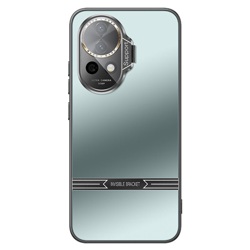 Kickstand Phone Case for Huawei nova 12 5G Matte PC+TPU Shell with Tempered Glass Lens Cover Kickstand Phone Case for Huawei nova 12 5G Matte PC+TPU Shell with Tempered Glass Lens Cover